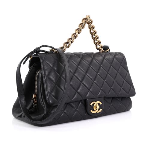 chanel trapezio handbag|CHANEL Shiny Sheepskin Quilted Large Trapezio Flap Black .